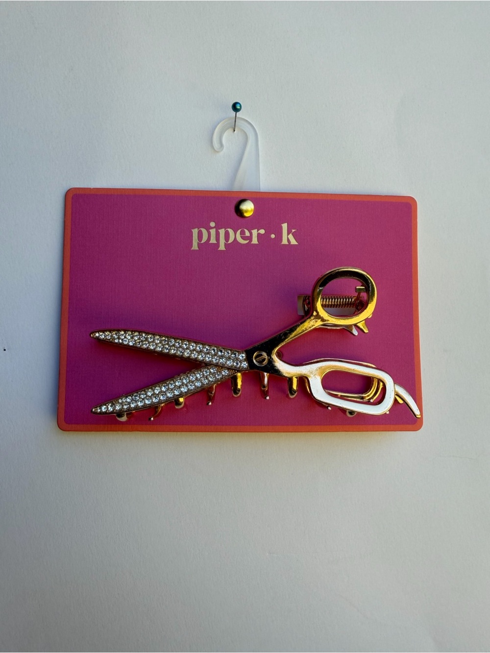 Piper K Gold Rhinestone Scissors Metal Hair Clip - Picture 3 of 3